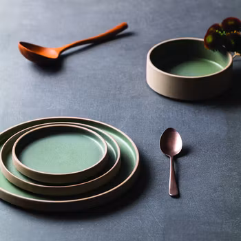 Djup tallrik med hög kant 20 cm Sandie Green stengods 4st/frp FRANKHUGO