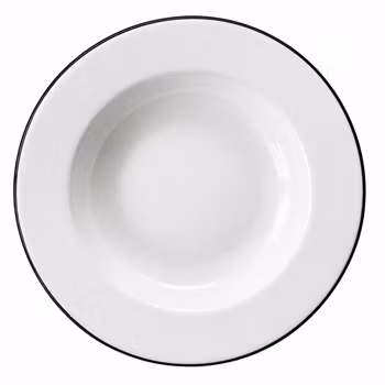 Blocho Kaszub Tallrik djup rund vit med svart rand 24cm, 24 st/frp