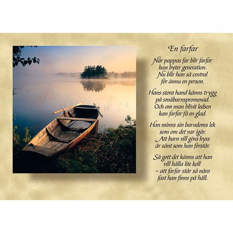 Diktkort med text av Siv Andersson - En Farfar. Foto: Per Johansson. Kortbutiken säljer detta vykort.