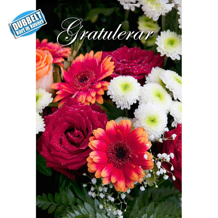 Dubbelt Vykort med kuvert  - Blommor - Gratulationer. Foto: Per Johansson - Joanzon. Kortbutiken säljer detta vykort.