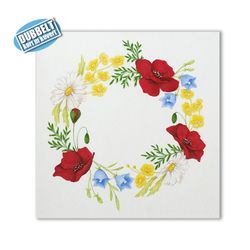Dubbelt tecknat kort - Blomsterkrans