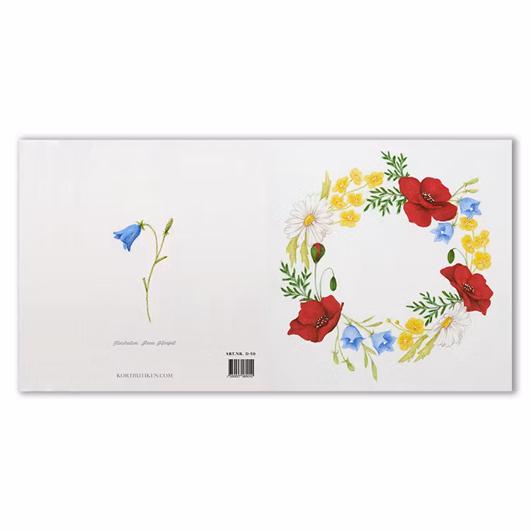Dubbelt tecknat kort - Blomsterkrans