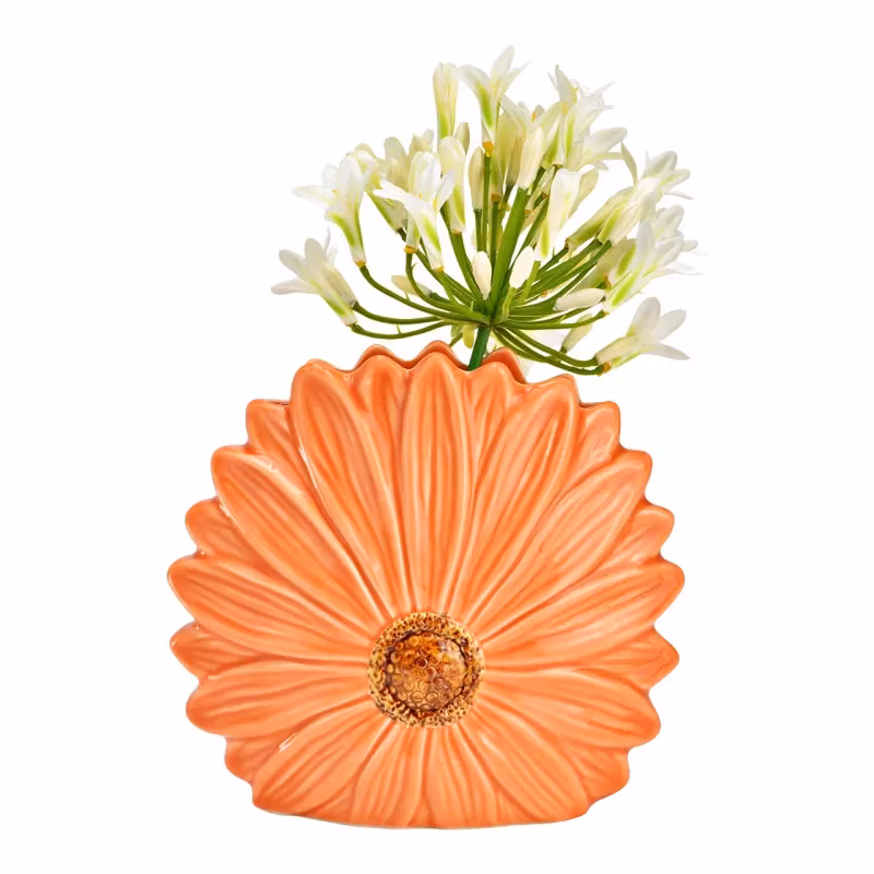 vas keramik blomma aprikos 12