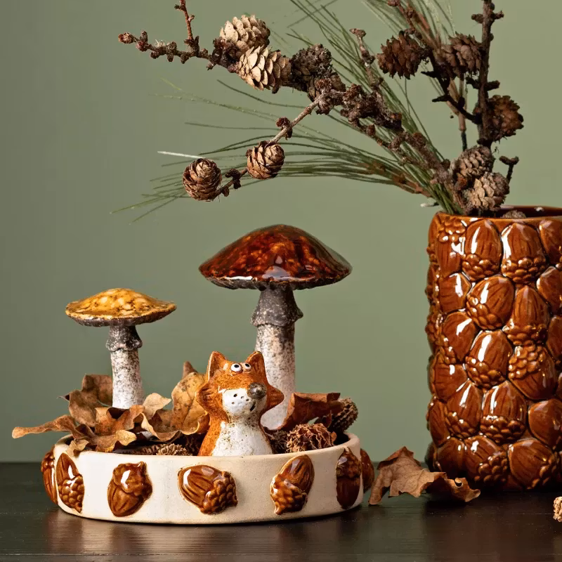 Mushroom stengods 3 st olika