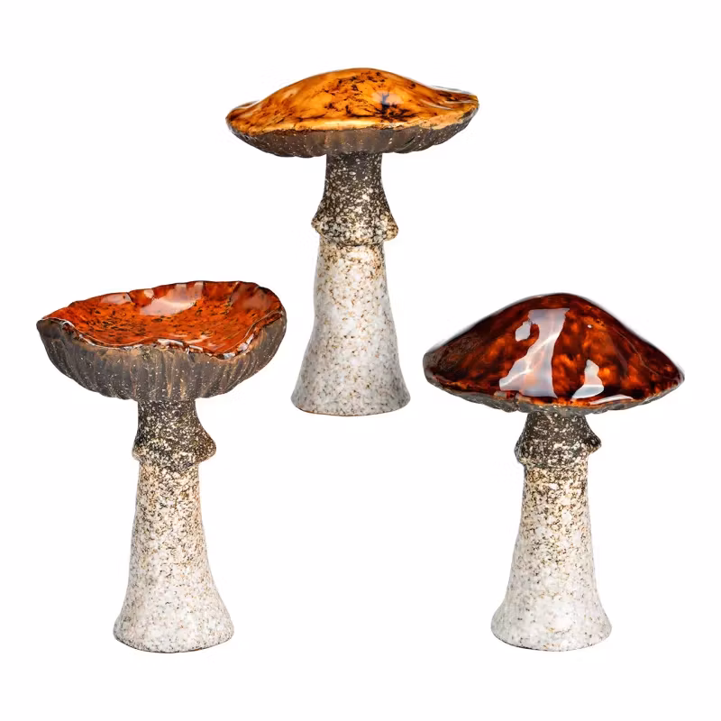 Mushroom stengods 3 st olika