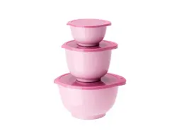 Margrethe skål set med lock 0,5 + 1,5 + 3 liter rosa bandet
