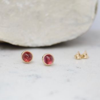 Örhänge med rosa turmalin