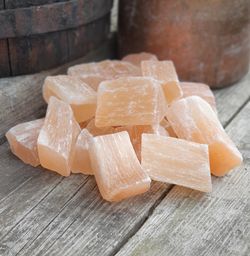 Orange/Rosa Selenit, stor rå