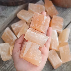 Orange/Rosa Selenit, stor rå