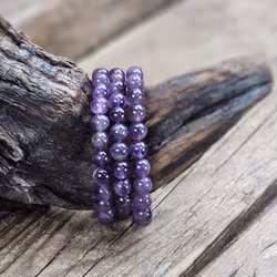 Ametist, armband 8mm runda pärlor -30% fyndexemplar med rökiga inslag
