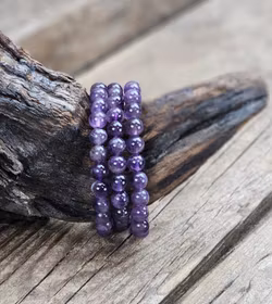 Ametist, armband 8mm runda pärlor -30% fyndexemplar med rökiga inslag