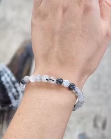 Rutilkvarts, armband 6mm runda pärlor -30% fyndexemplar B-kvalité