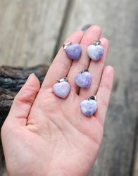 Lepidolit hjärta, silverpläterat hänge -30% fyndexemplar ljusa/B-kvalité