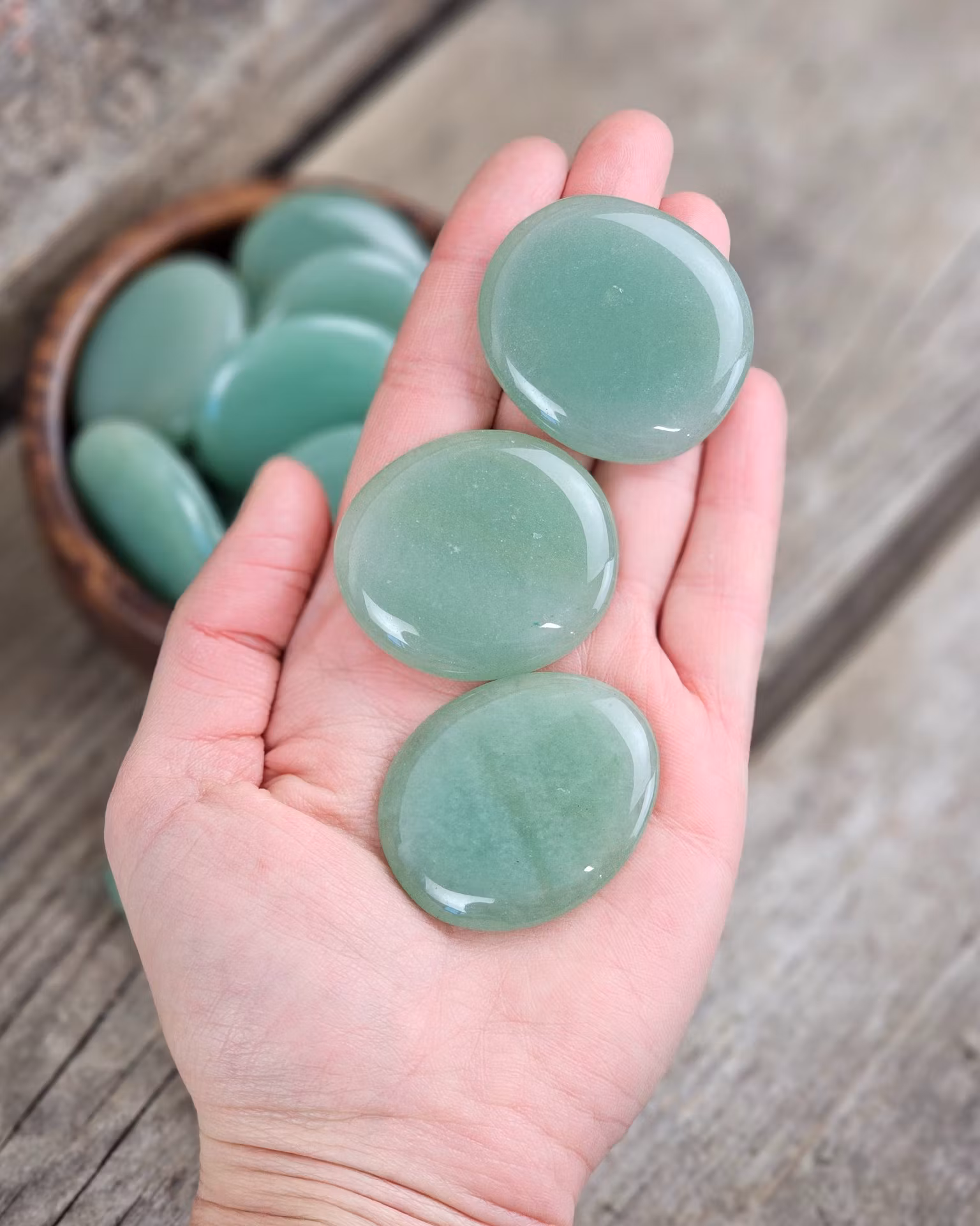 Grön Aventurin platta, touchstone -30% fynd mindre storlek