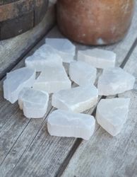 Vit Selenit, mini rå skiva (rökelsehållare) -20% fynd repiga