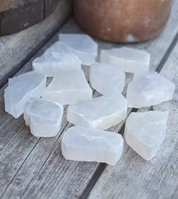 Vit Selenit, mini rå skiva (rökelsehållare) -20% fynd repiga