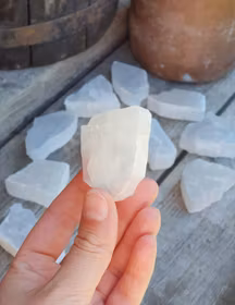 Vit Selenit, mini rå skiva (rökelsehållare) -20% fynd repiga