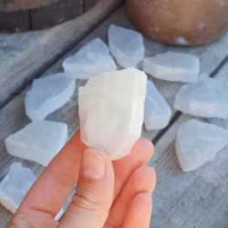 Vit Selenit, mini rå skiva (rökelsehållare) -20% fynd repiga