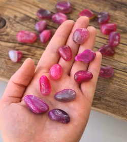 Rosa Agat, trumlade -70% rabatt (Obs! Färgade!) ev repor!