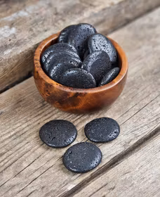 Svart Lavasten platta, touchstone -30% fynd inslag av polermedel