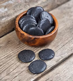 Svart Lavasten platta, touchstone -30% fynd inslag av polermedel