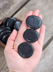 Svart Lavasten platta, touchstone -30% fynd inslag av polermedel