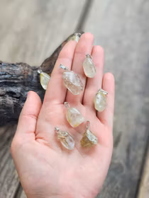 Guldrutilkvarts trumlad, silverpläterat hänge -40% fynd sprickor/nagg/udda form