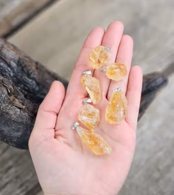 Citrin rå, silverpläterat hänge -30% fynd stora/tunga