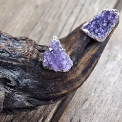 Ametistkluster, silverpläterat hänge -50% fyndexemplar behov av silverputs