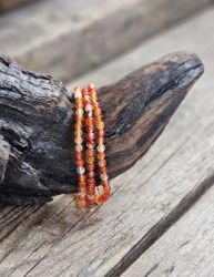Karneol, armband 4mm runda pärlor -20% fynd trasig pärla