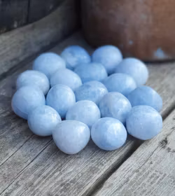 Blå Kalcit, cuddlestone -20% fynd annorlunda färg/form/mönster/sprickor