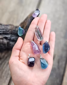 Fluorit trumlad, silverpläterat hänge -20% fynd endast grön