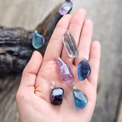 Fluorit trumlad, silverpläterat hänge -20% fynd endast grön