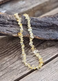 Citrin chipshalsband – lång modell (80–90 cm)