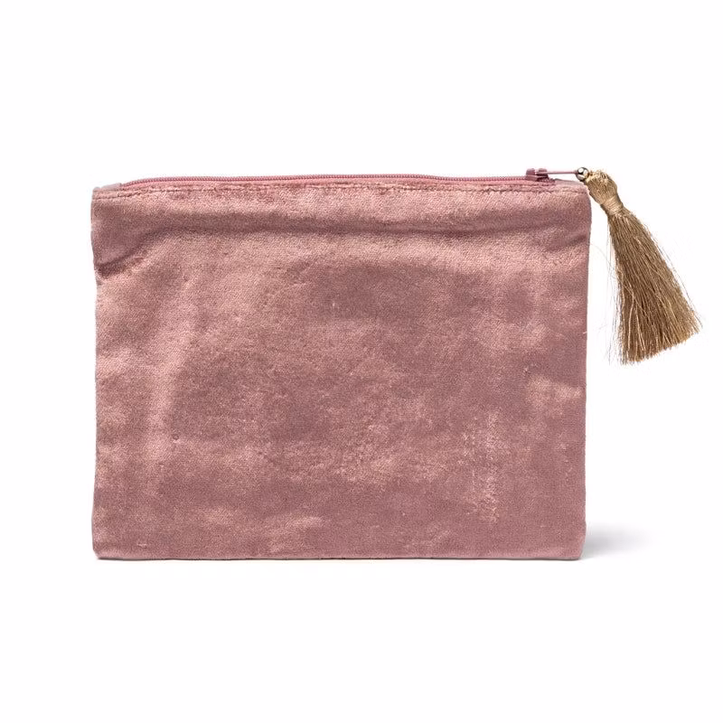 Broderad Necessär, Rosélila med Mandala – För Smycken, Kristaller och Smink