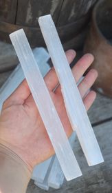 Vit Selenit, extra stor rå stav 20 cm