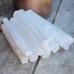 Vit Selenit, extra stor rå stav 20 cm