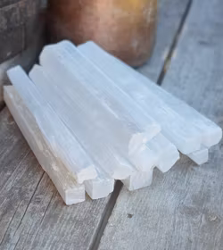 Vit Selenit, extra stor rå stav 20 cm