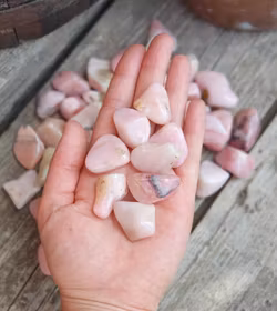 Rosa Opal, stora trumlade -30% fynd sprickor / bruna partier