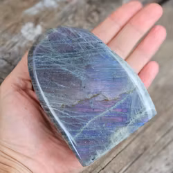 Lila Labradorit (Sunset Labradorit), polerad kristall stående friform #28