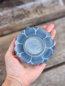 Rökelsehållare, grå täljsten Lotus