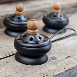 Rökelsebrännare, svart med lock & handtag