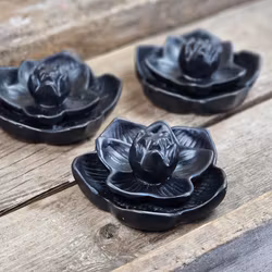 Rökelsehållare för backflow-koner, stor svart Lotus