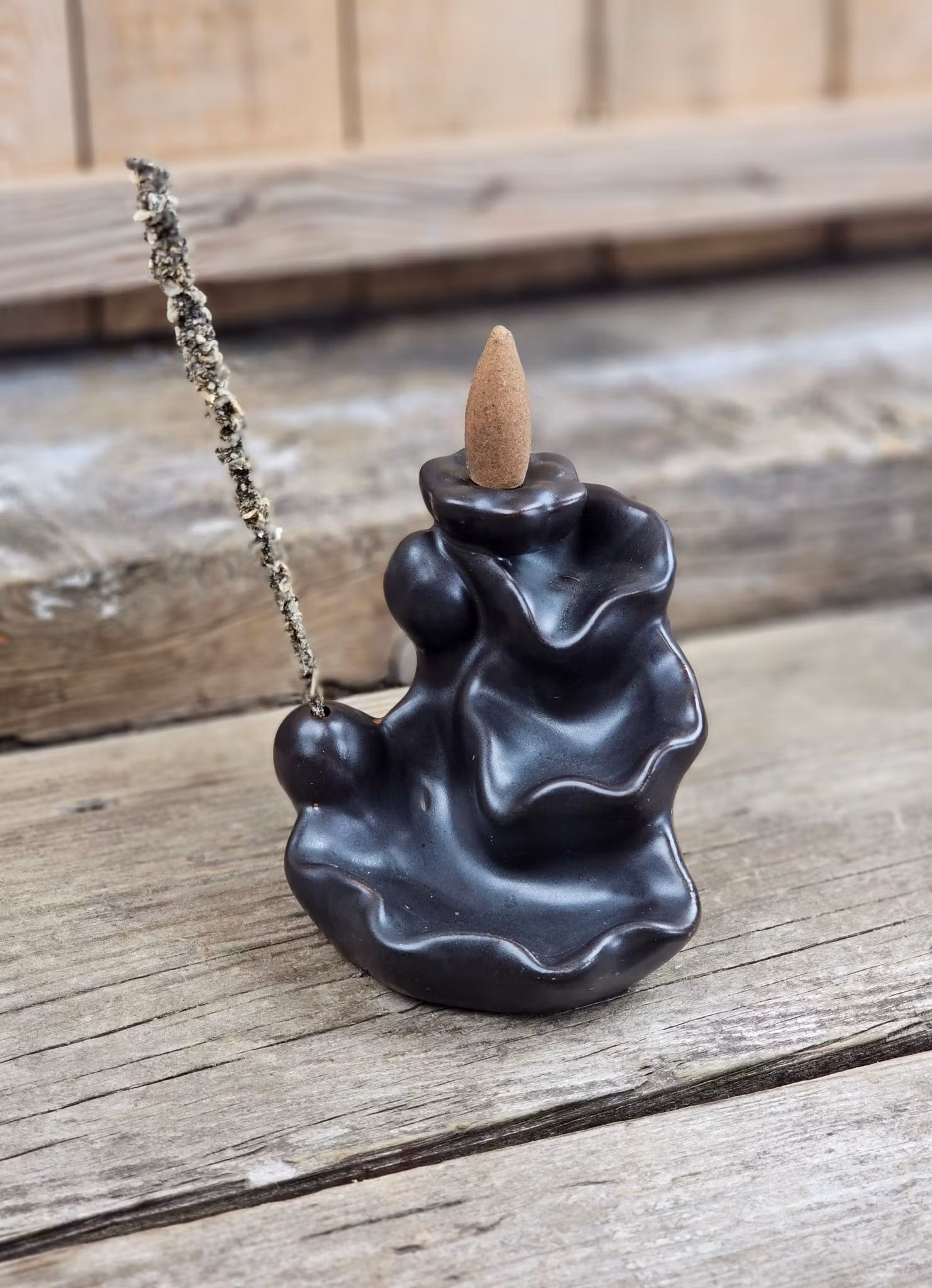 Rökelsehållare för backflow-koner, litet vattenfall Lotus matt