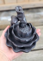 Rökelsehållare för backflow-koner, stor brun Lotus blad