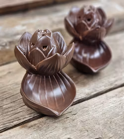 Rökelsehållare för backflow-koner, stor brun Lotus