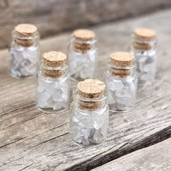 Agat, kristallchips i glasflaska