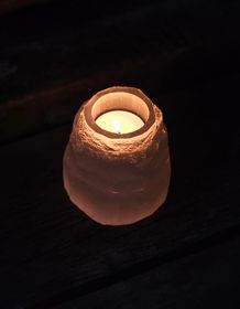 Vit Selenit, ljuslykta torn 8 cm