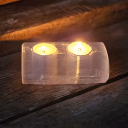 Vit Selenit, ljuslykta stort block 2-ljus