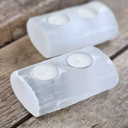 Vit Selenit, ljuslykta stort block 2-ljus